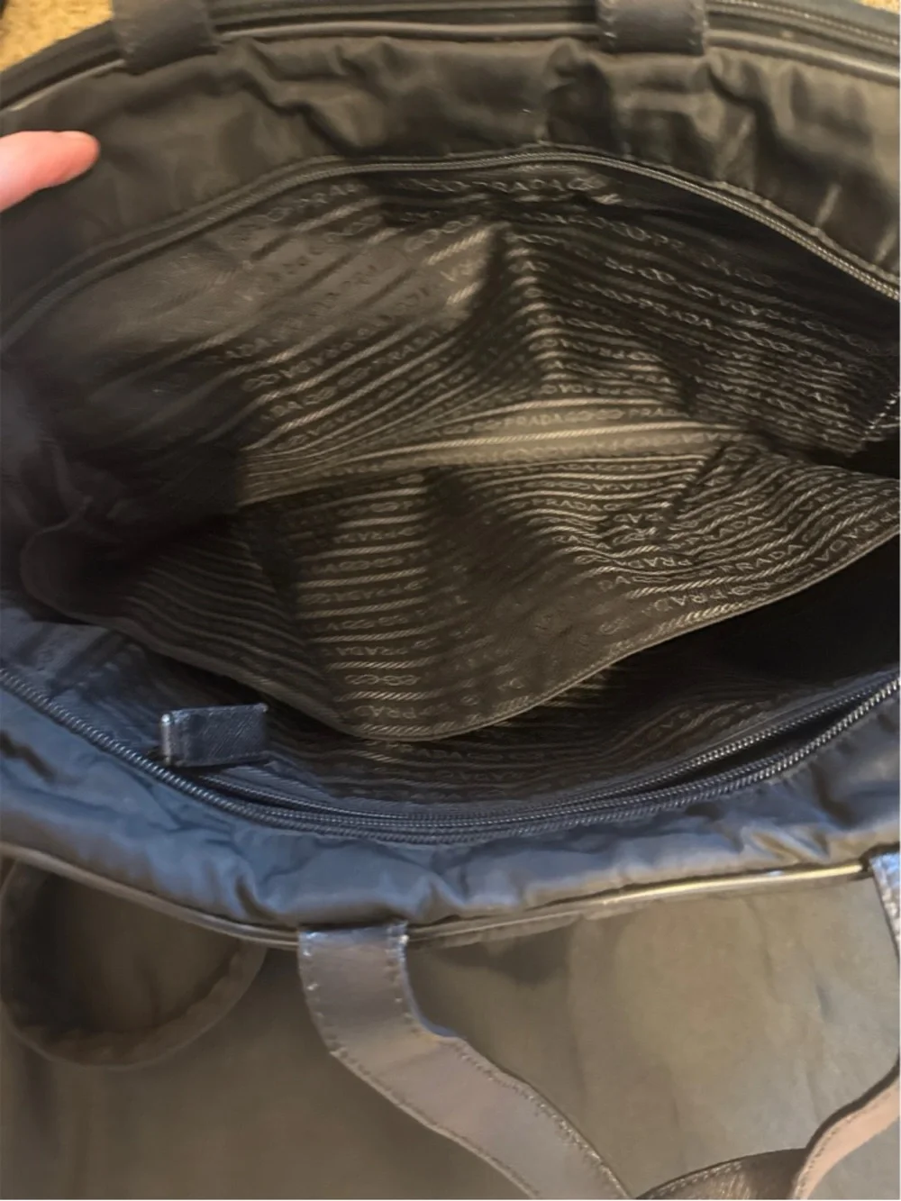 Prada Black Nylon & Saffiano Leather Laptop Bag Briefcase Crossbody Authentic - Picture 7 of 9
